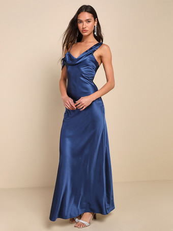 ブライズメイドドレス オープンバック アシンメトリー マーメイド ウェディング パーティー マキシドレス