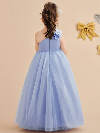 ウェディング フラワーガールドレス 特別な日のドレス ベビーブルー ノースリーブ リボン