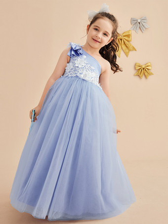 ウェディング フラワーガールドレス 特別な日のドレス ベビーブルー ノースリーブ リボン