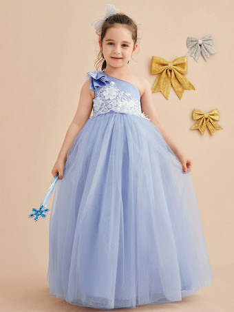 ウェディング フラワーガールドレス 特別な日のドレス ベビーブルー ノースリーブ リボン
