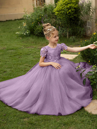 ラベンダーウェディング フラワーガールドレス 特別な日のドレス オリーブグリーン 半袖 リボン