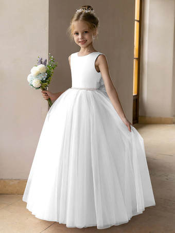 ホワイトウェディング フラワーガールドレス 特別な日のドレス ロータス ピンク ノースリーブ リボン