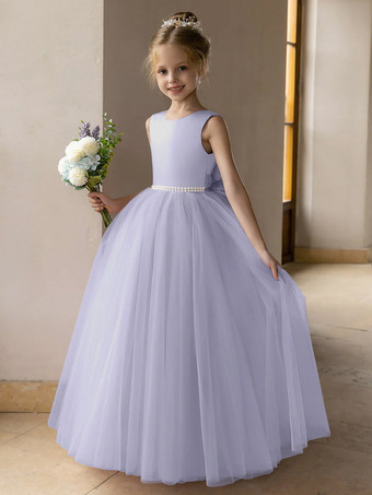 ライラックウェディング フラワーガールドレス 特別な日のドレス ロータス ピンク ノースリーブ リボン