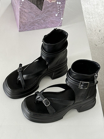 レディース ブラック プラットフォーム サンダル フリップフロップ ウェッジサンダル