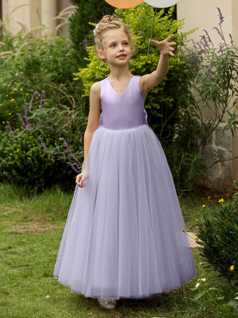 ライラックウェディング フラワーガールドレス 特別な日のドレス ブラッシュピンク ノースリーブ リボン