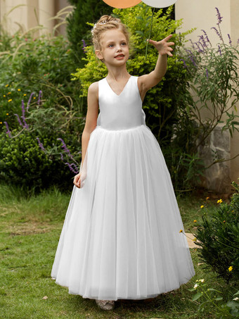 ホワイトウェディング フラワーガールドレス 特別な日のドレス ブラッシュピンク ノースリーブ リボン