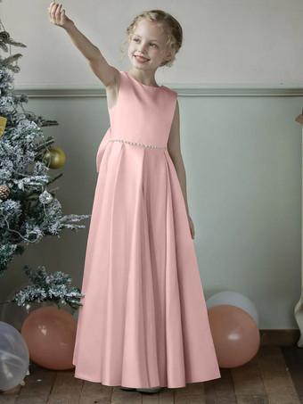 ピンクウェディング フラワーガールドレス 特別な日のドレス ブルー グレー ノースリーブ リボン