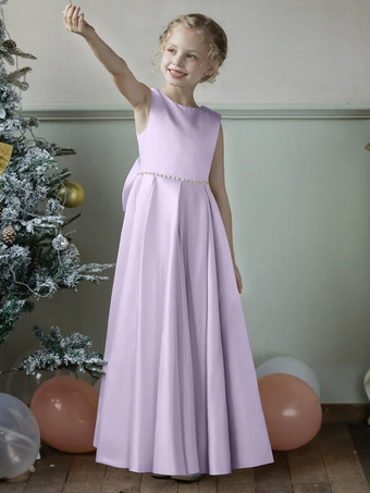 ラベンダーウェディング フラワーガールドレス 特別な日のドレス ブルー グレー ノースリーブ リボン