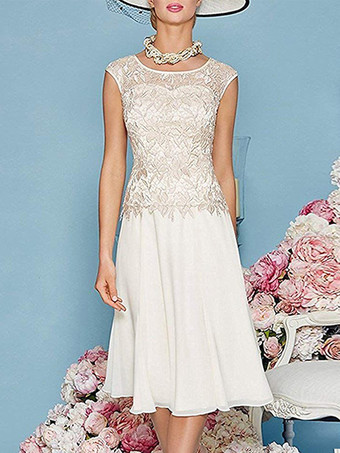 マザードレス ジュエルネック 七分袖 ティー丈 Aライン ゲストドレス 結婚式用