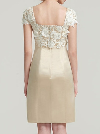 ブライダルマザードレス レース ジュエルネック 膝丈 ウェディングゲスト ツーピースドレス