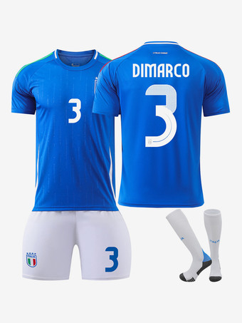 イタリア代表サッカーホームジャージ No.3 DIMARCO 2024 欧州選手権 3ピース 男性用と子供用