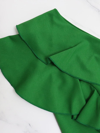 プレーンジャンプスーツ フリル ワンショルダー ストレート カジュアル サマージャンプスーツ