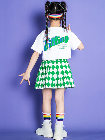 ジャズダンスコスチューム 女の子用ポリエステルトップスカートダンスウェア