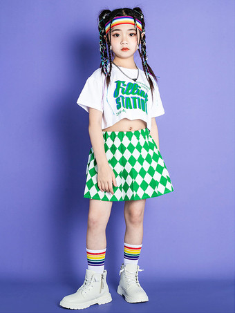 ジャズダンスコスチューム 女の子用ポリエステルトップスカートダンスウェア