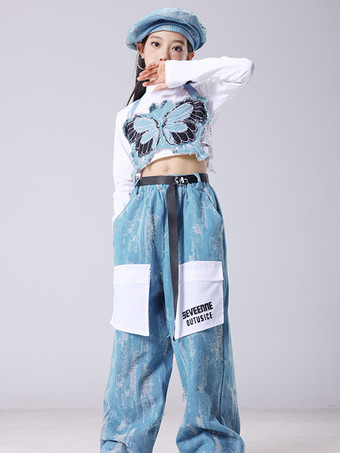 ジャズダンスコスチューム レディース ポリエステルパンツ トップ ダンスウェア