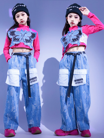ジャズダンスコスチューム 女の子用ポリエステルパンツトップダンスウェア