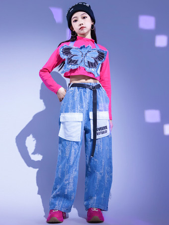 ジャズダンスコスチューム 女の子用ポリエステルパンツトップダンスウェア