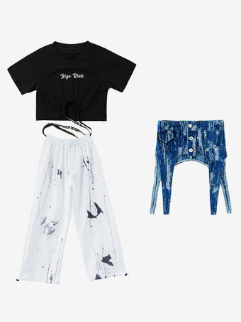 ジャズダンスコスチューム 女の子用ポリエステルトップアクセサリーパンツダンスウェア