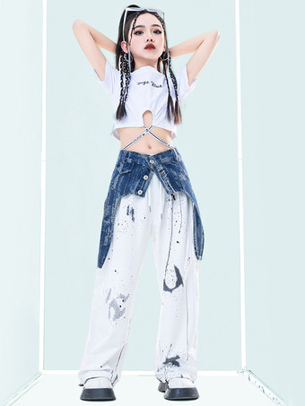 ジャズダンスコスチューム 女の子用ポリエステルトップアクセサリーパンツダンスウェア