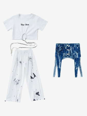 ジャズダンスコスチューム 女の子用ポリエステルトップアクセサリーパンツダンスウェア