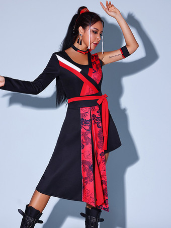 ジャズダンスコスチューム レディース ポリエステルドレス ダンスウェア