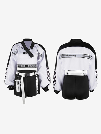 ジャズダンス衣装 女の子用 ポリエステルパンツ トップ オーバーコート サッシュ ダンスウェア