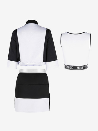 ジャズダンスコスチューム レディース ポリエステル ミニスカート サッシュトップ オーバーコート ダンスウェア