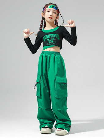 ジャズダンスコスチューム レディース ポリエステルトップパンツ ダンスウェア