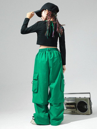 ジャズダンスコスチューム レディース ポリエステルトップパンツ ダンスウェア