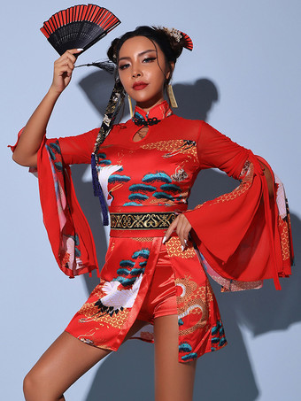 ジャズダンスコスチューム レディース ポリエステルパンツドレス サッシュダンスウェア