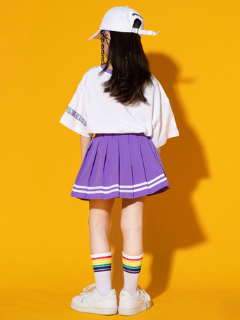 ジャズダンスコスチューム 女の子用ポリエステルトップスカートダンスウェア