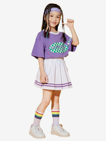 ジャズダンスコスチューム 女の子用ポリエステルトップスカートダンスウェア