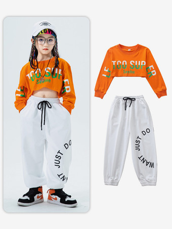 ホワイト ジャズダンスコスチューム ユニセックス ポリエステルトップパンツ ダンスウェア