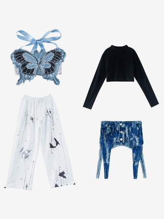 ジャズダンスコスチューム レディース ポリエステルパンツ トップアクセサリー ダンスウェア