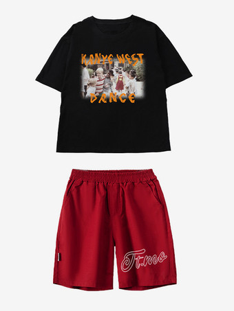 ホワイト ジャズダンスコスチューム ユニセックス ポリエステルパンツ トップ ダンスウェア