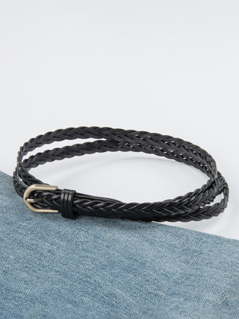 スタイリッシュなベルト レザー メタルバックル 多用途ベルト 無地 レディース