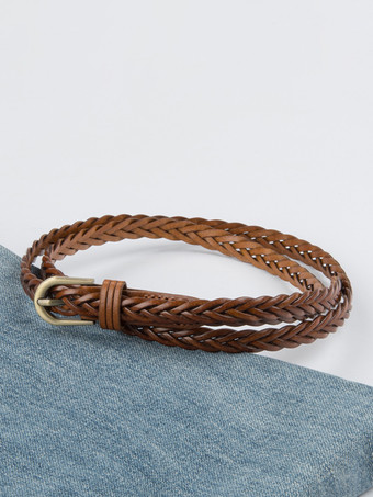 スタイリッシュなベルト レザー メタルバックル 多用途ベルト 無地 レディース