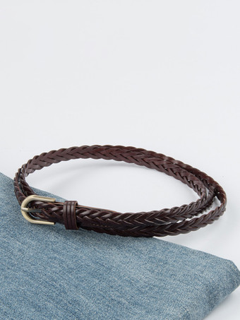 スタイリッシュなベルト レザー メタルバックル 多用途ベルト 無地 レディース