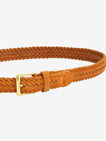 編み込みレザーベルト ダメージ加工 レトロ レディースベルト バックル付き