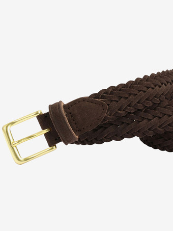 編み込みレザーベルト ダメージ加工 レトロ レディースベルト バックル付き