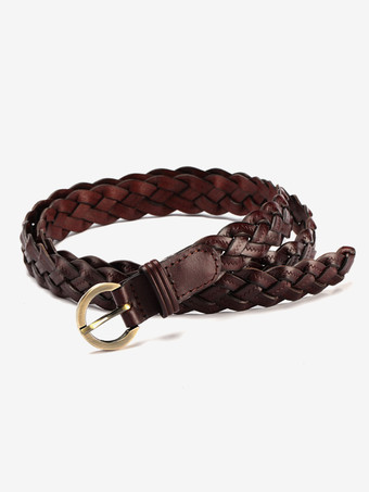 チョコレートドレス用のトレンディな牛革ベルト 編み込みレザー メタルバックル付き