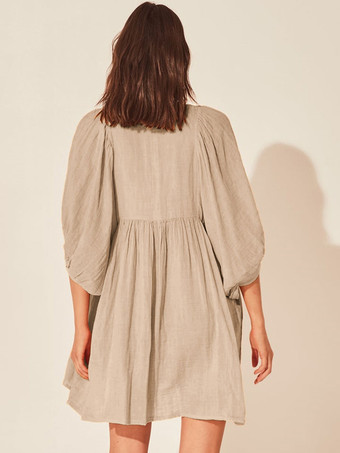 ボヘミアンドレス レースアップ 装飾襟 オーバーサイズ サマードレス