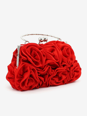 ウェディングハンドバッグ ウェディングアクセサリー ブライダルバッグ 花 プリーツ