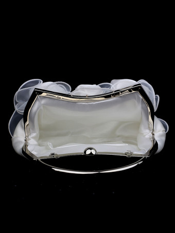 ウェディングハンドバッグ ウェディングアクセサリー イブニングクラッチバッグ プリーツフラワー