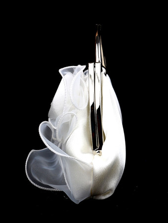 ウェディングハンドバッグ ウェディングアクセサリー イブニングクラッチバッグ プリーツフラワー