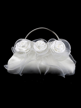 ウェディングハンドバッグ ウェディングアクセサリー イブニングクラッチバッグ プリーツフラワー