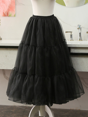 ブラック ポリエステル ロリータ ペチコート ティアード ホワイト ロリータ アンダースカート