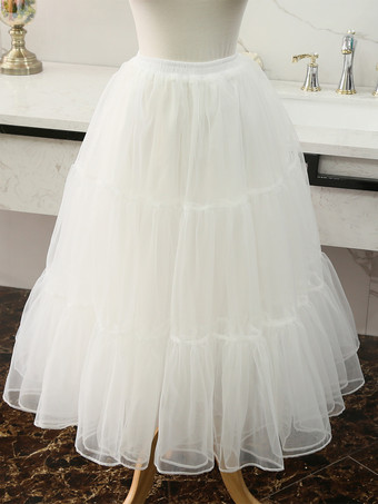 ポリエステル ロリータ ペチコート ティアード ホワイト ロリータ アンダースカート