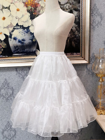 ポリエステル ロリータ ペチコート ティアード ホワイト ロリータ アンダースカート