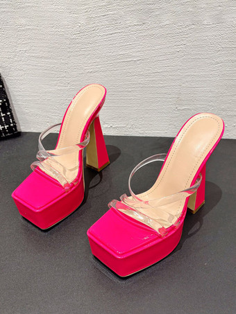 RosarotDamen High Heel Sandalen Slides Plateau Cut Out Sandalen mit klobigem Absatz